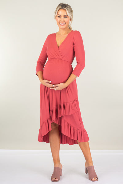 Women's Floral Over The Shoulder Ruched Maternity Nursing Dress –  MotherBeeMaternity